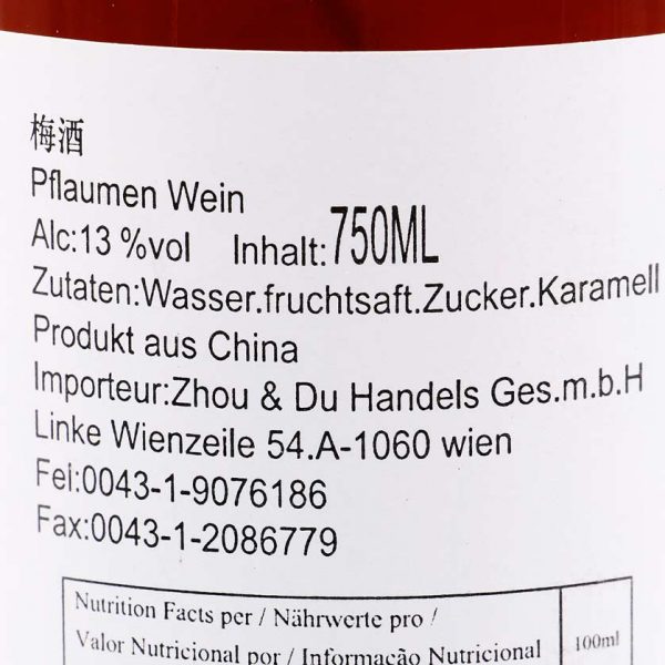 Pflaumenwein 13% Vol White Rabbit 750 ml