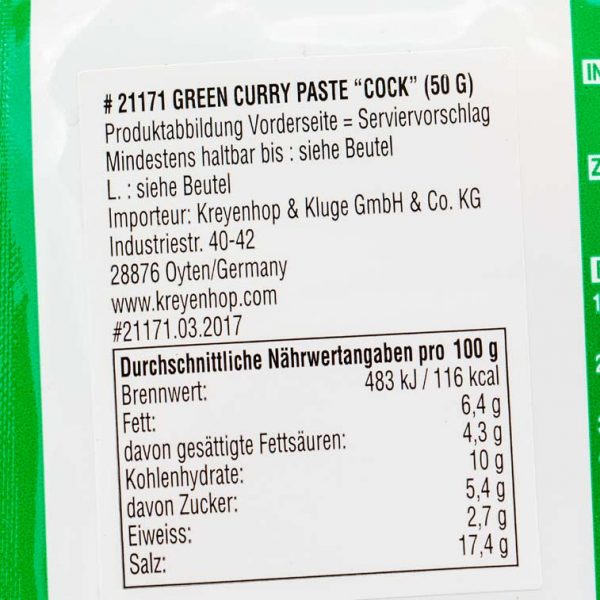 Green Curry (Kaang Kiew Wan), Cock Brand, 50g