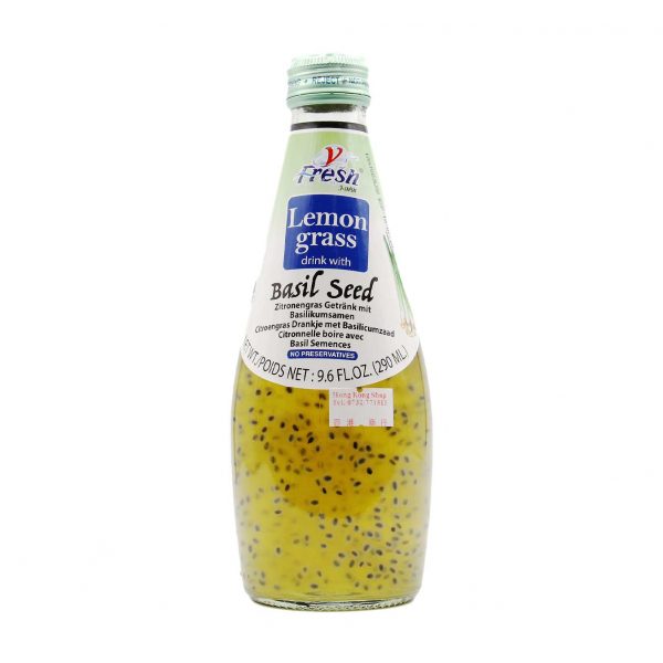 V-Fresh Zitronengras-Getränk mit Basilikumsamen, 290ml