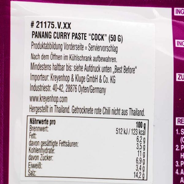 Currypaste Panang, Cock Brand, 50g