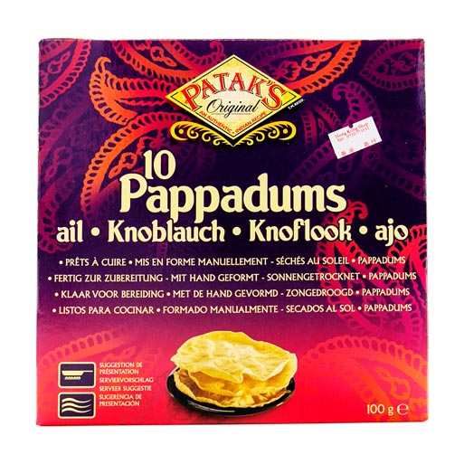 Pappadums, Patak's, 100g (10 Stück) Knoblauch