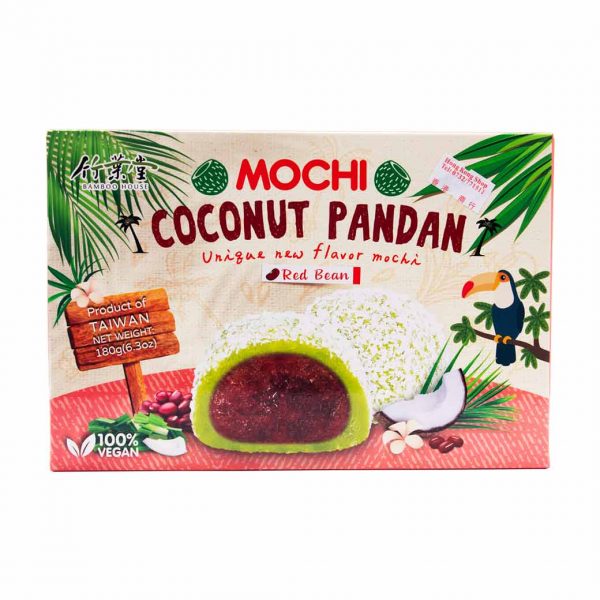 Mochi Coconut Pandan mit Red Bean Geschmack, Bamboo House, 180g